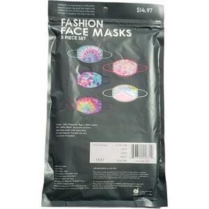 Tye Dye Multi Color Fashion Cloth Face Masks 5 Pack